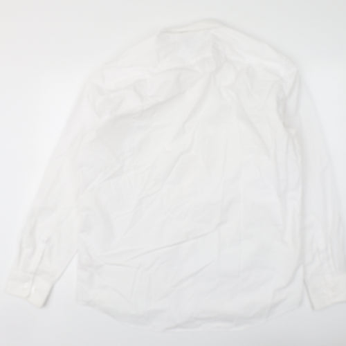 F&F Mens White Polyester Button-Up Size 16 Collared Button