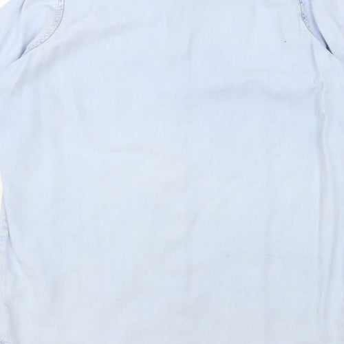 Denim Co. Womens Blue Lyocell Basic Button-Up Size 8 Collared