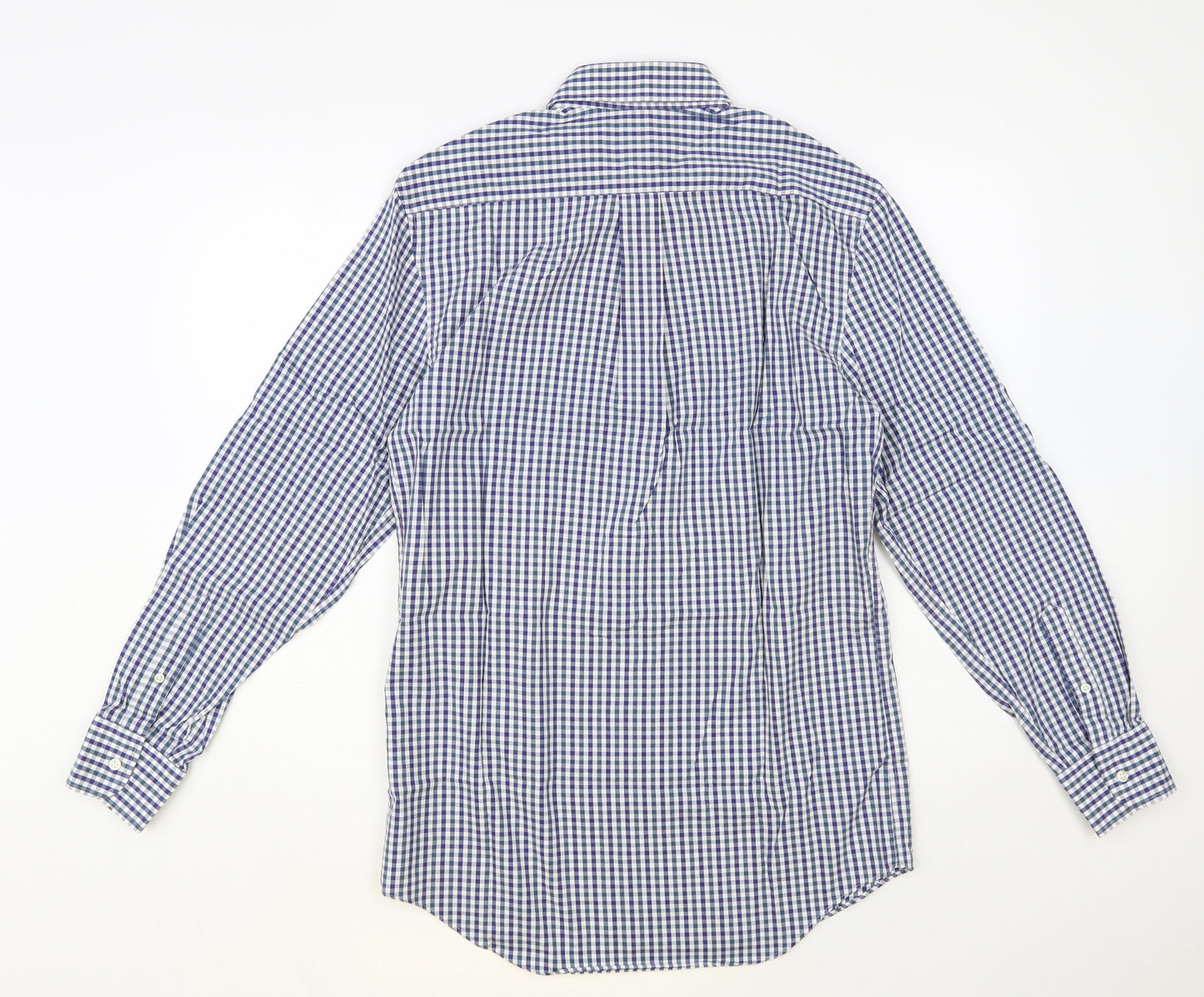 Marks and Spencer Mens Multicoloured Check Cotton Dress Shirt Size 14.5 Collared Button