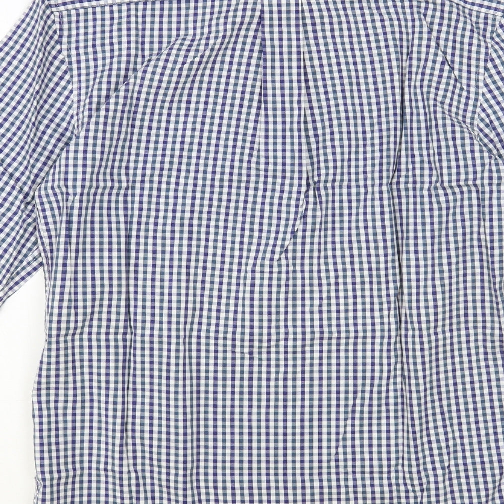 Marks and Spencer Mens Multicoloured Check Cotton Dress Shirt Size 14.5 Collared Button