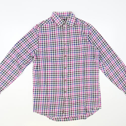 Marks and Spencer Mens Multicoloured Check Cotton Button-Up Size 14.5 Collared Button