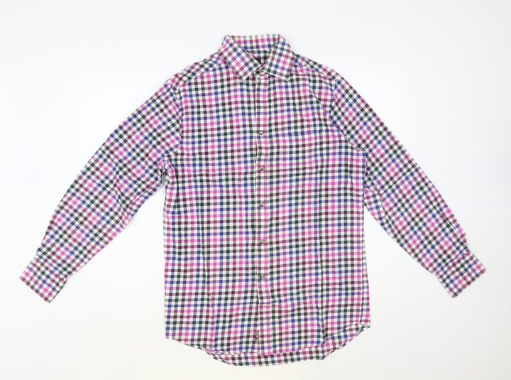 Marks and Spencer Mens Multicoloured Check Cotton Button-Up Size 14.5 Collared Button