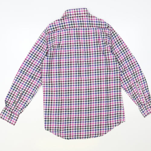 Marks and Spencer Mens Multicoloured Check Cotton Button-Up Size 14.5 Collared Button