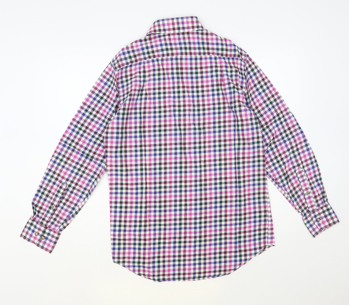 Marks and Spencer Mens Multicoloured Check Cotton Button-Up Size 14.5 Collared Button