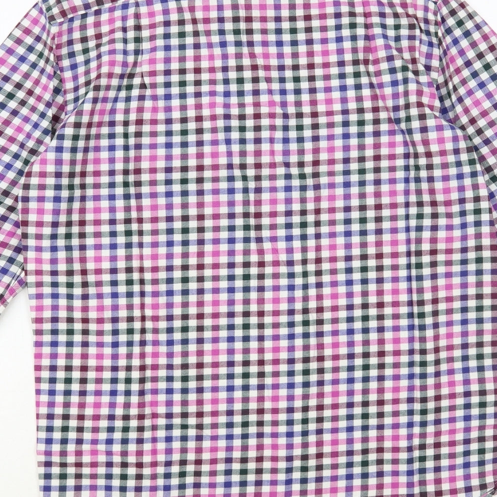 Marks and Spencer Mens Multicoloured Check Cotton Button-Up Size 14.5 Collared Button