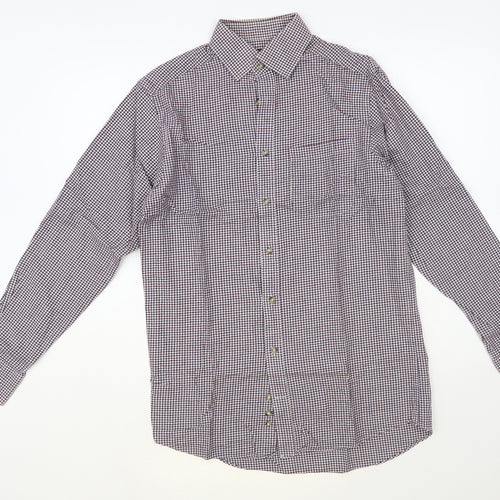 Marks and Spencer Mens Multicoloured Check Cotton Button-Up Size 14.5 Collared Button