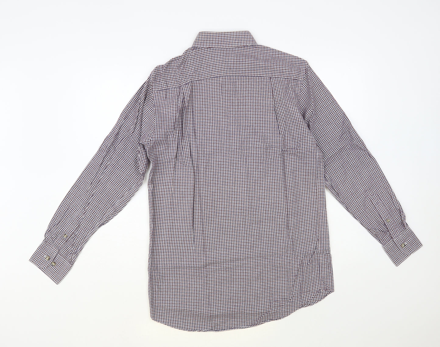 Marks and Spencer Mens Multicoloured Check Cotton Button-Up Size 14.5 Collared Button