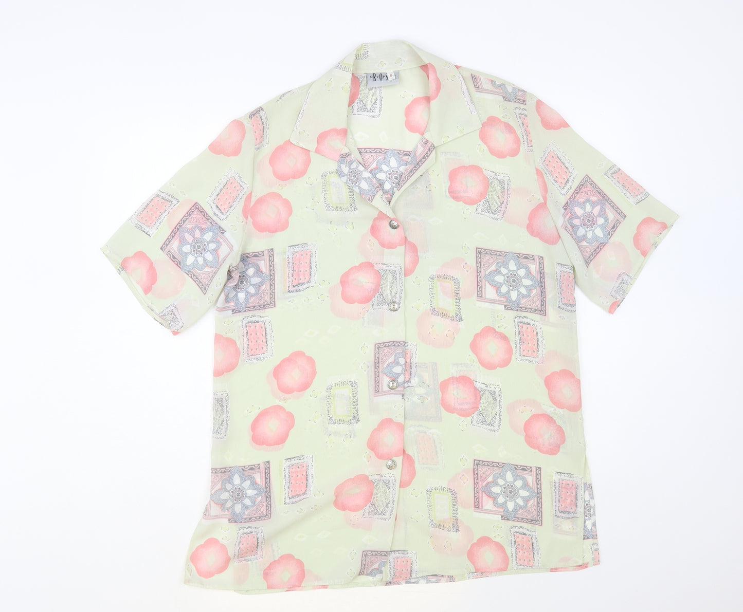 Gypsy Rose Womens Green Floral Polyester Basic Button-Up Size S Collared