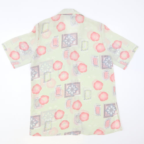 Gypsy Rose Womens Green Floral Polyester Basic Button-Up Size S Collared