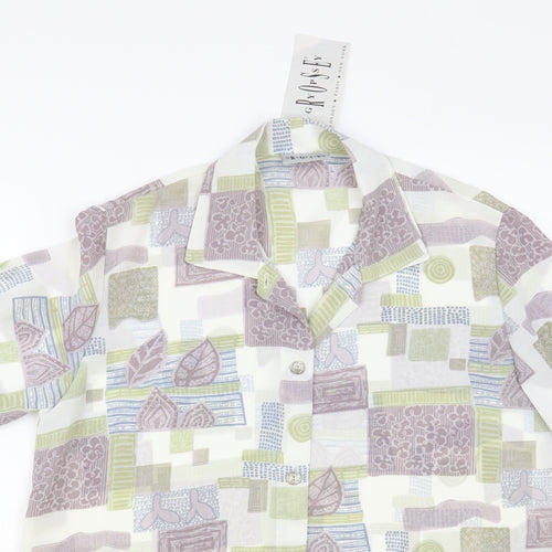 Gypsy Rose Womens White Geometric Polyester Basic Button-Up Size S Collared