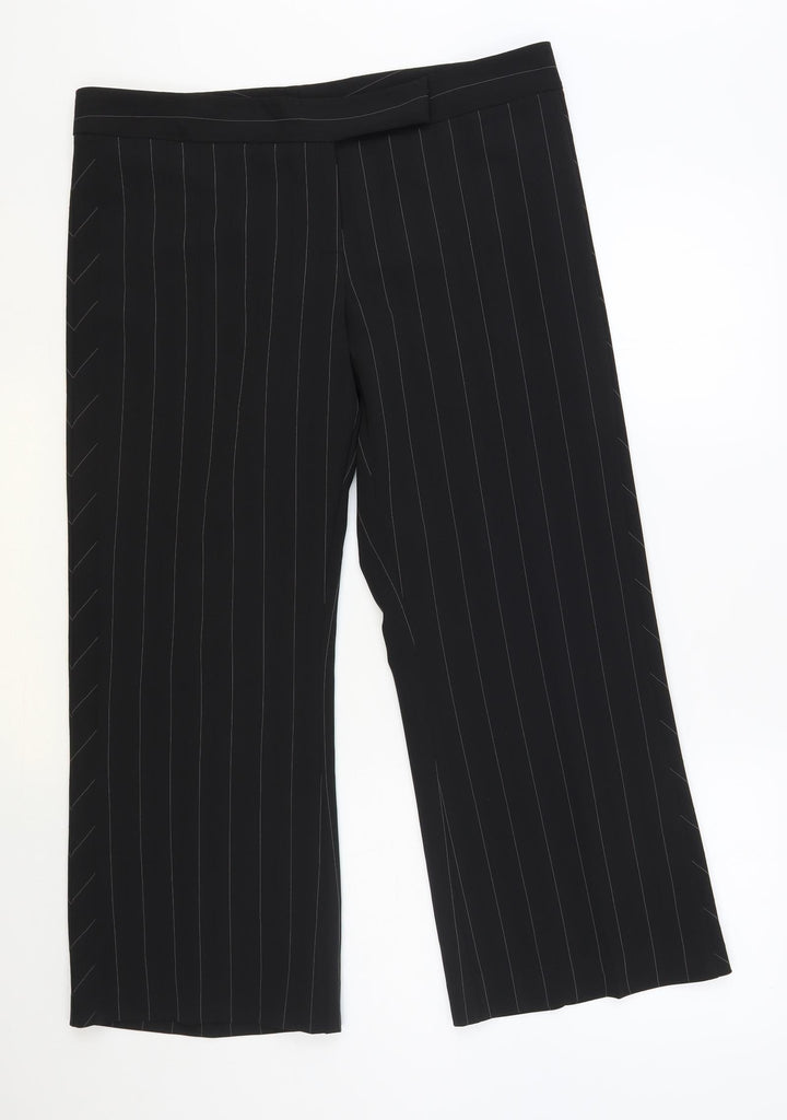 Atmosphere Womens Black Striped Polyester Dress Pants Trousers Size 14 L27 in Regular Hook & Loop