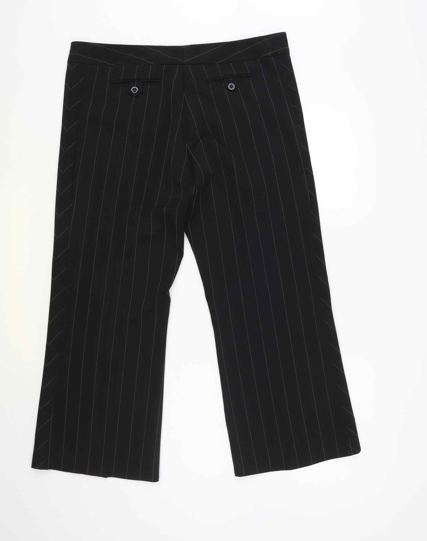 Atmosphere Womens Black Striped Polyester Dress Pants Trousers Size 14 L27 in Regular Hook & Loop