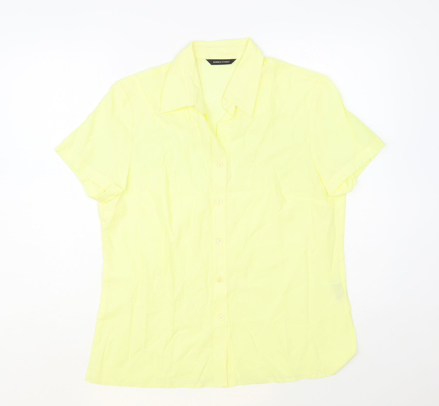 Dunnes Stores Womens Yellow Viscose Basic Button-Up Size 14 Collared