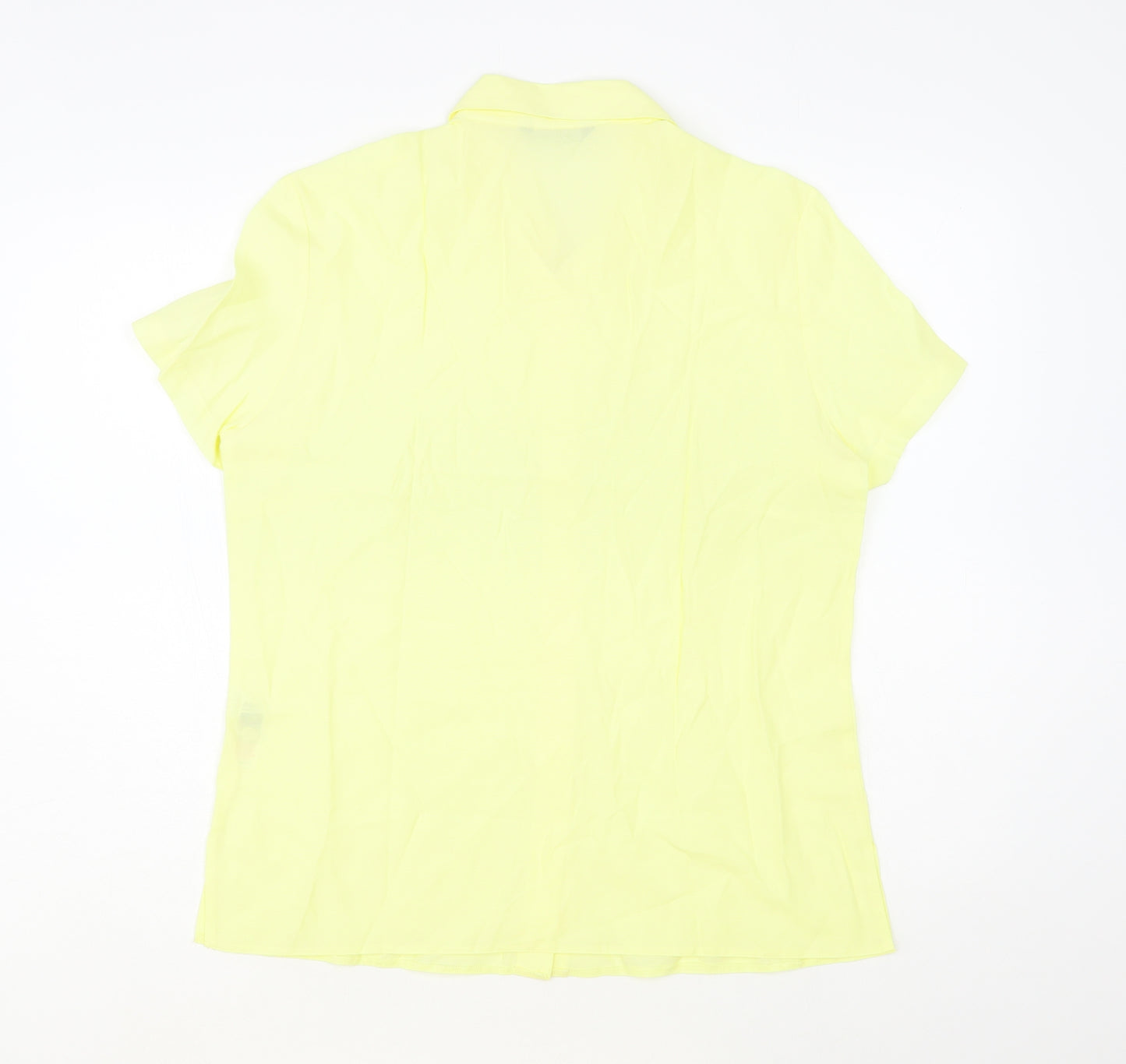 Dunnes Stores Womens Yellow Viscose Basic Button-Up Size 14 Collared