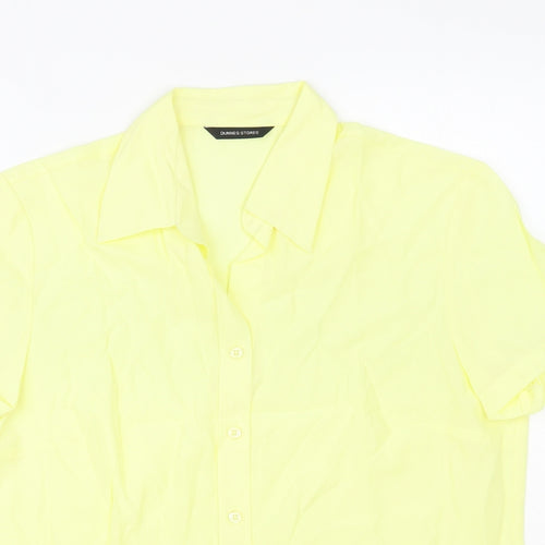 Dunnes Stores Womens Yellow Viscose Basic Button-Up Size 14 Collared