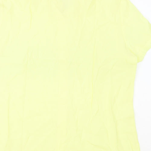 Dunnes Stores Womens Yellow Viscose Basic Button-Up Size 14 Collared