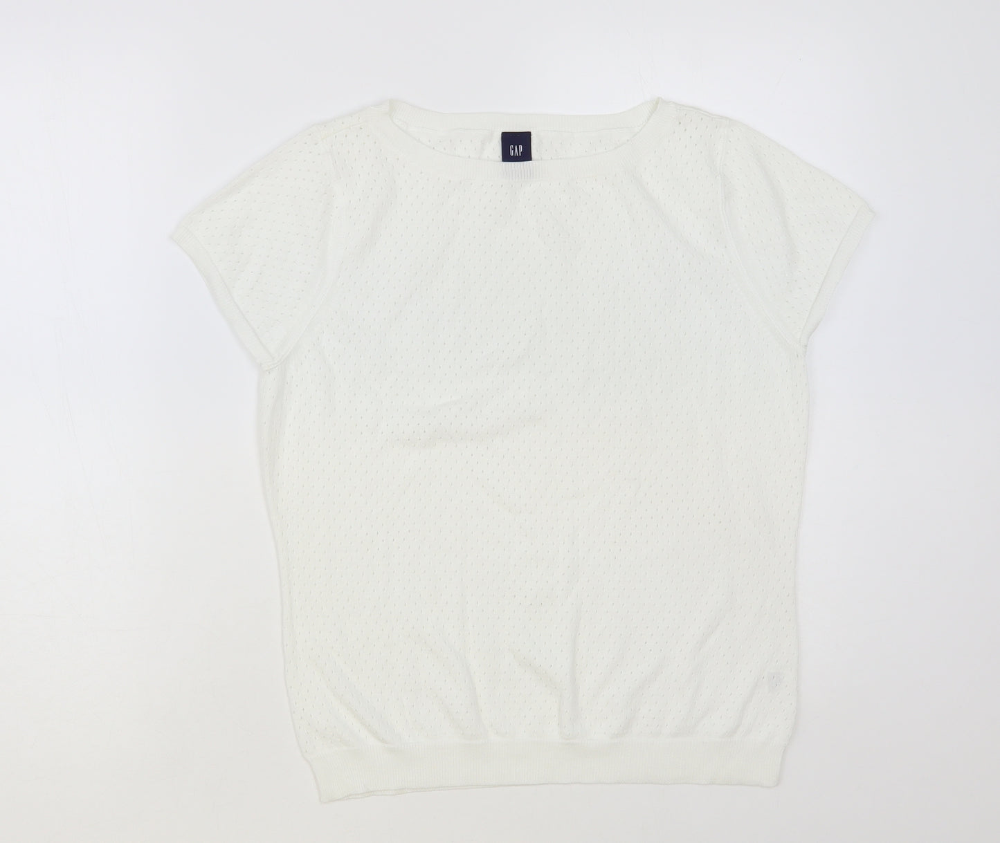 Gap Womens White Boat Neck Cotton Pullover Jumper Size L