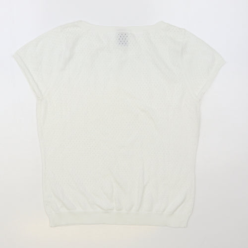 Gap Womens White Boat Neck Cotton Pullover Jumper Size L
