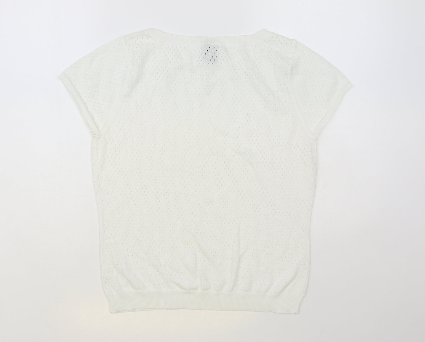 Gap Womens White Boat Neck Cotton Pullover Jumper Size L