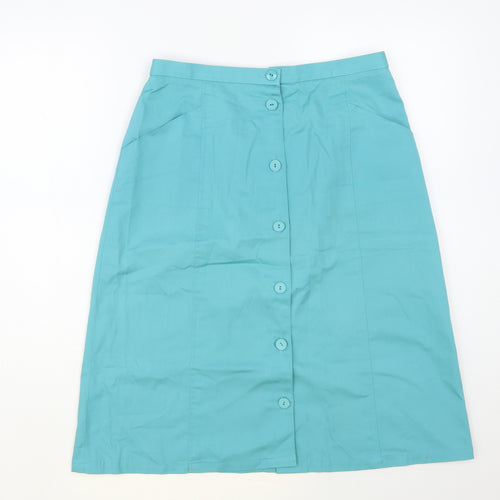 Eastex Womens Green Cotton A-Line Skirt Size 16 Button