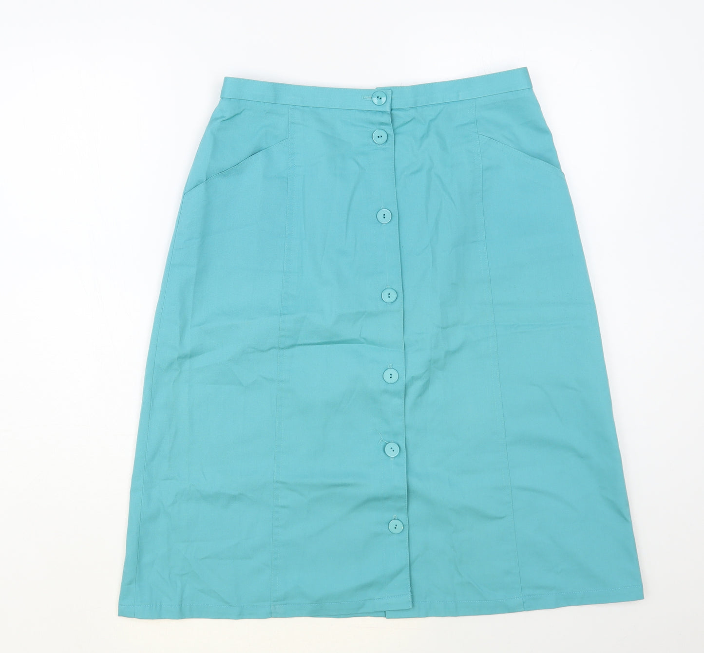Eastex Womens Green Cotton A-Line Skirt Size 16 Button