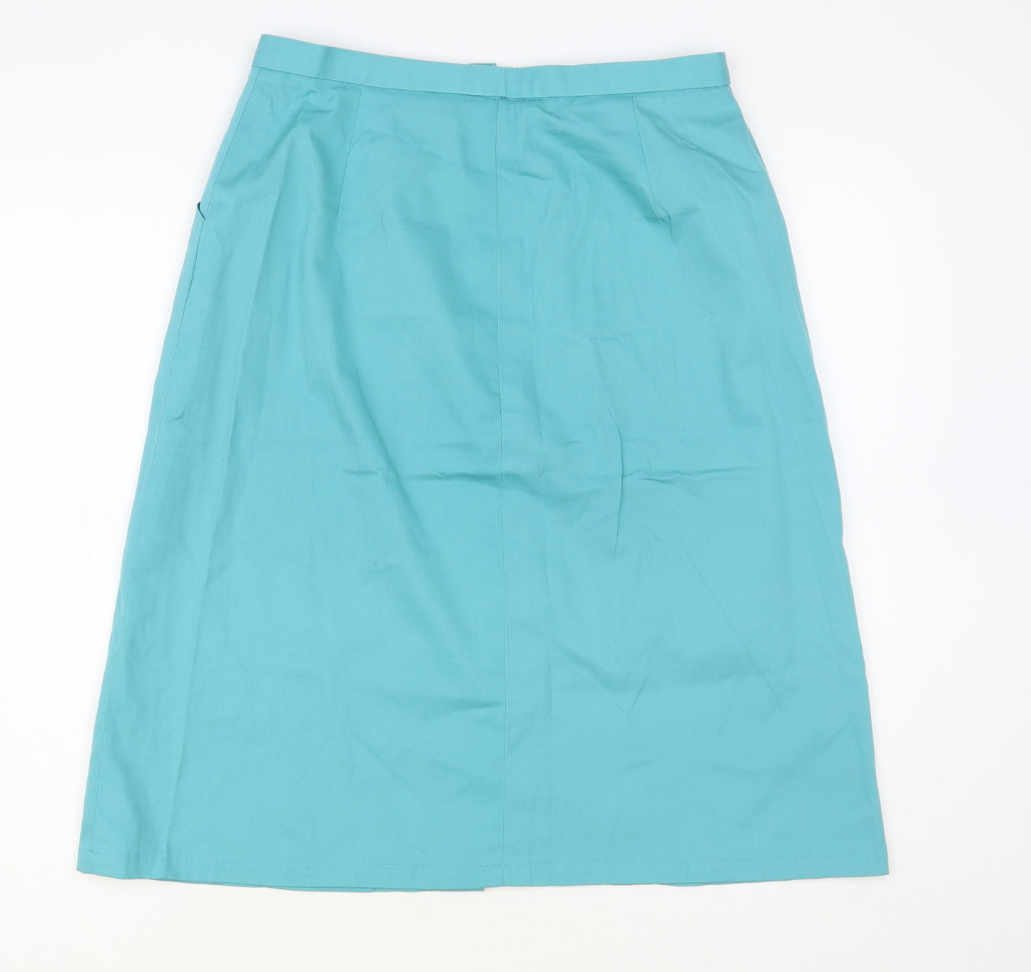 Eastex Womens Green Cotton A-Line Skirt Size 16 Button