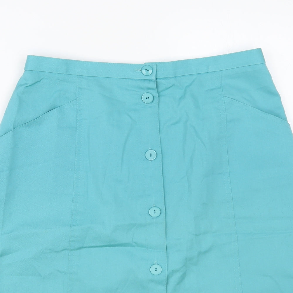 Eastex Womens Green Cotton A-Line Skirt Size 16 Button