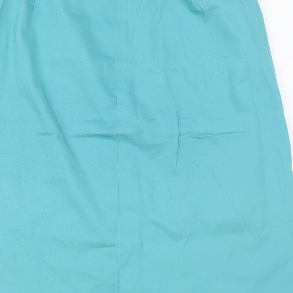 Eastex Womens Green Cotton A-Line Skirt Size 16 Button