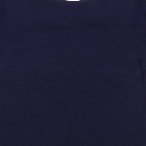 Julipa Womens Blue Geometric Polyester Basic Blouse Size 14 V-Neck