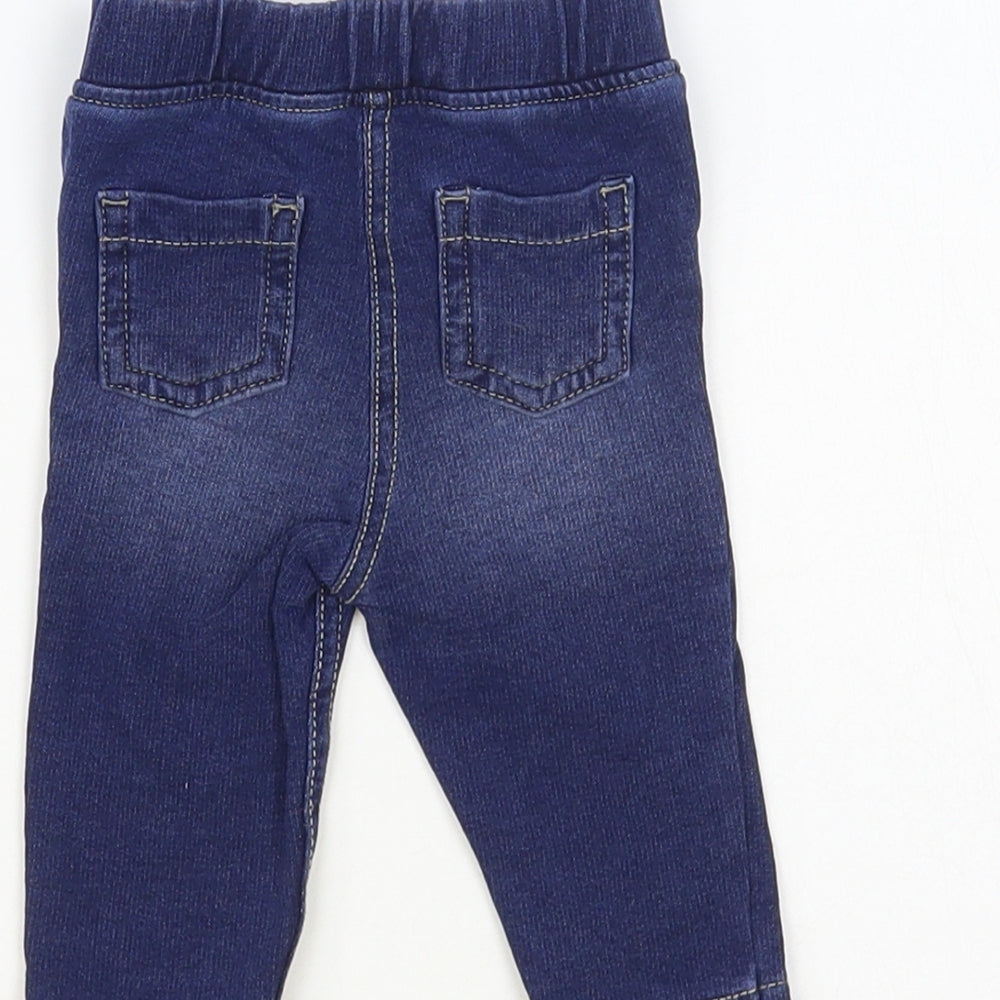 George Baby Blue Cotton Jogger Jeans Size 0-3 Months Pullover