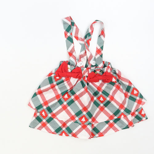 SheIn Baby Multicoloured Plaid Polyester Skater Skirt Size 3-6 Months Button - Braces, Christmas Tree