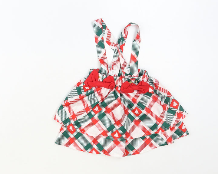 SheIn Baby Multicoloured Plaid Polyester Skater Skirt Size 3-6 Months Button - Braces, Christmas Tree
