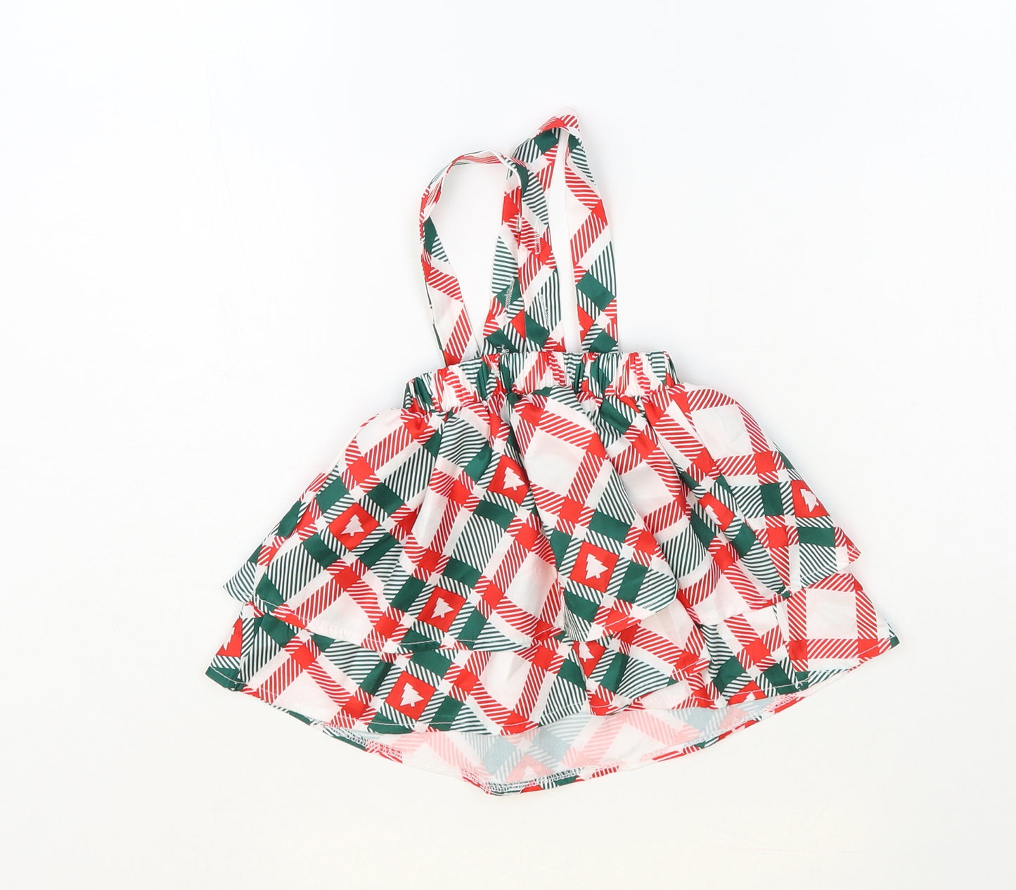 SheIn Baby Multicoloured Plaid Polyester Skater Skirt Size 3-6 Months Button - Braces, Christmas Tree