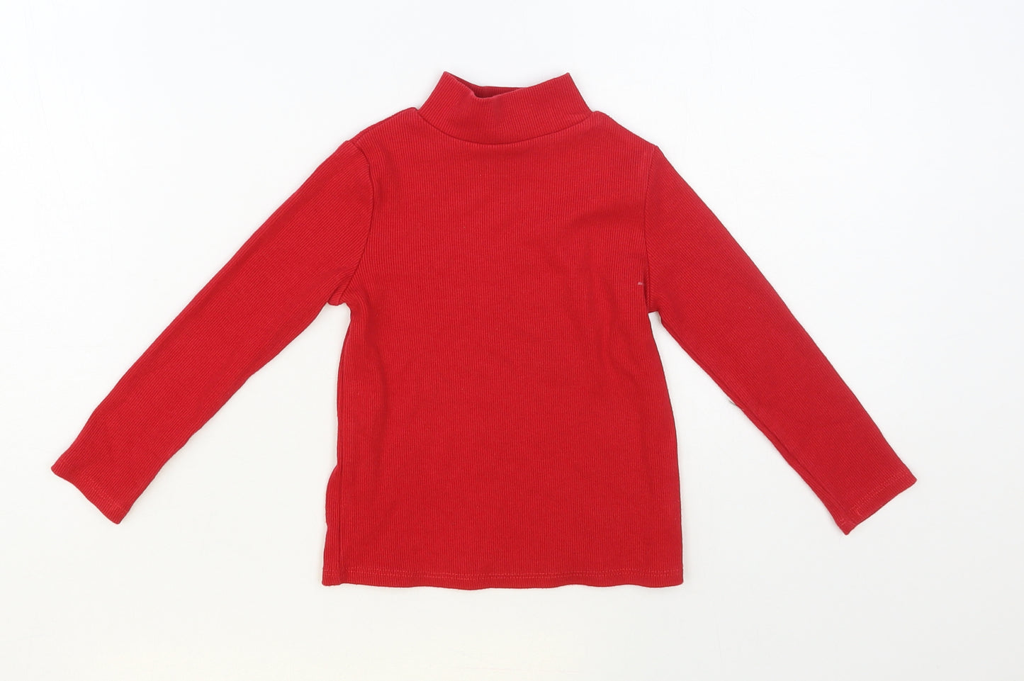 E-vie Angel Girls Red Cotton Basic T-Shirt Size 3-4 Years Mock Neck Pullover
