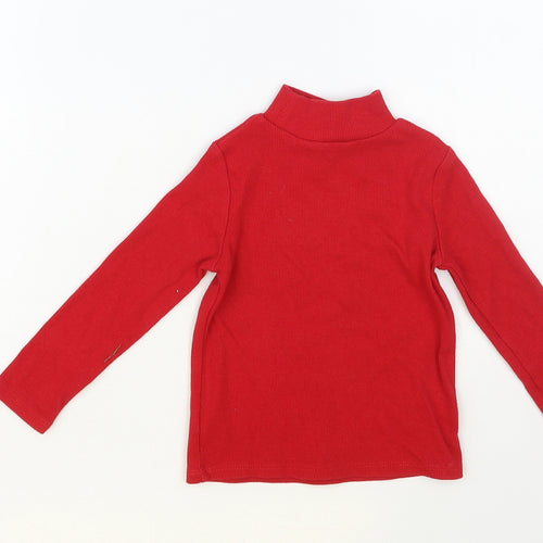 E-vie Angel Girls Red Cotton Basic T-Shirt Size 3-4 Years Mock Neck Pullover