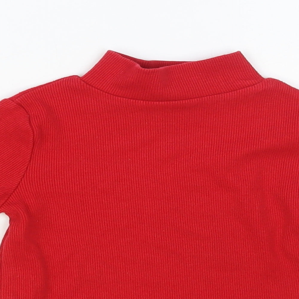 E-vie Angel Girls Red Cotton Basic T-Shirt Size 3-4 Years Mock Neck Pullover