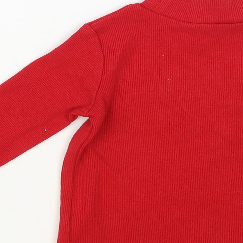 E-vie Angel Girls Red Cotton Basic T-Shirt Size 3-4 Years Mock Neck Pullover