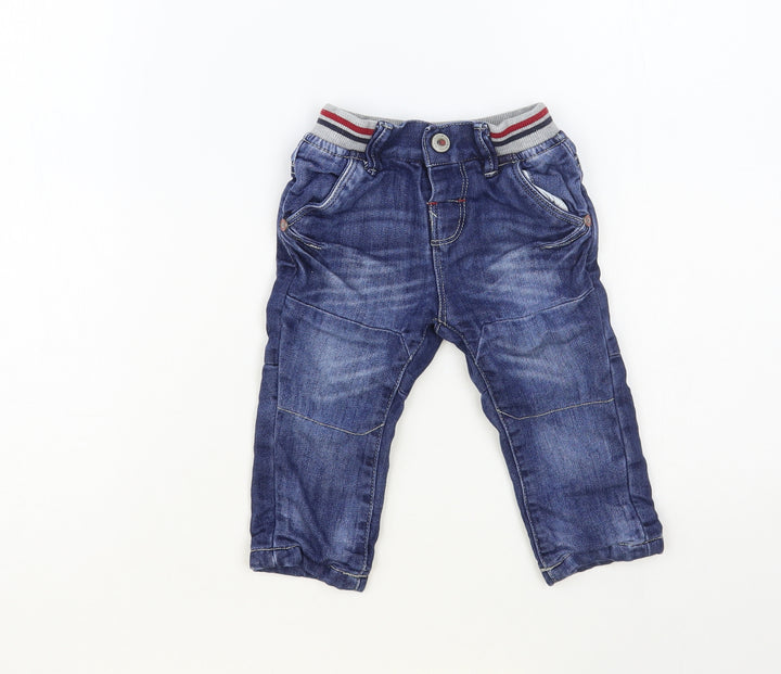 Fagottino Boys Blue Cotton Jogger Jeans Size 6-9 Months Snap