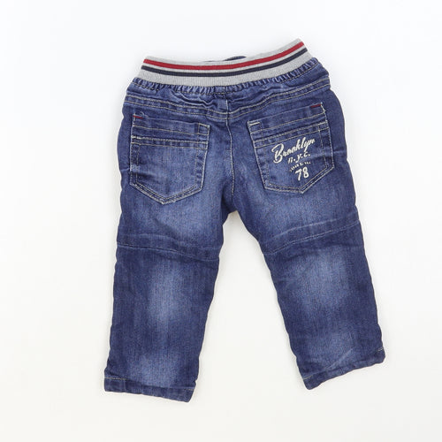 Fagottino Boys Blue Cotton Jogger Jeans Size 6-9 Months Snap