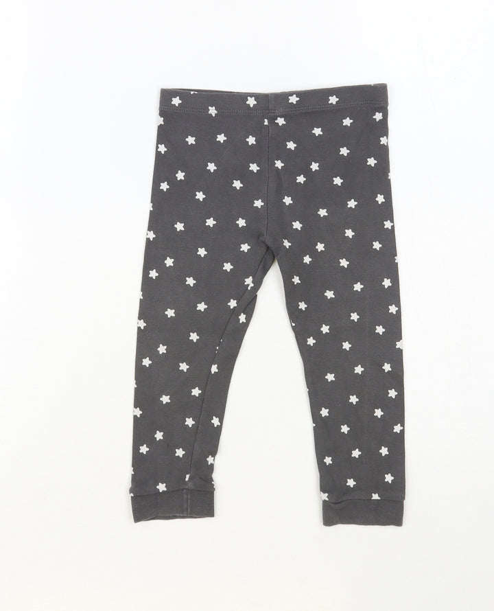 F&F Baby Grey Geometric Cotton Jogger Leggings Size 18 Months Pullover - Star Print