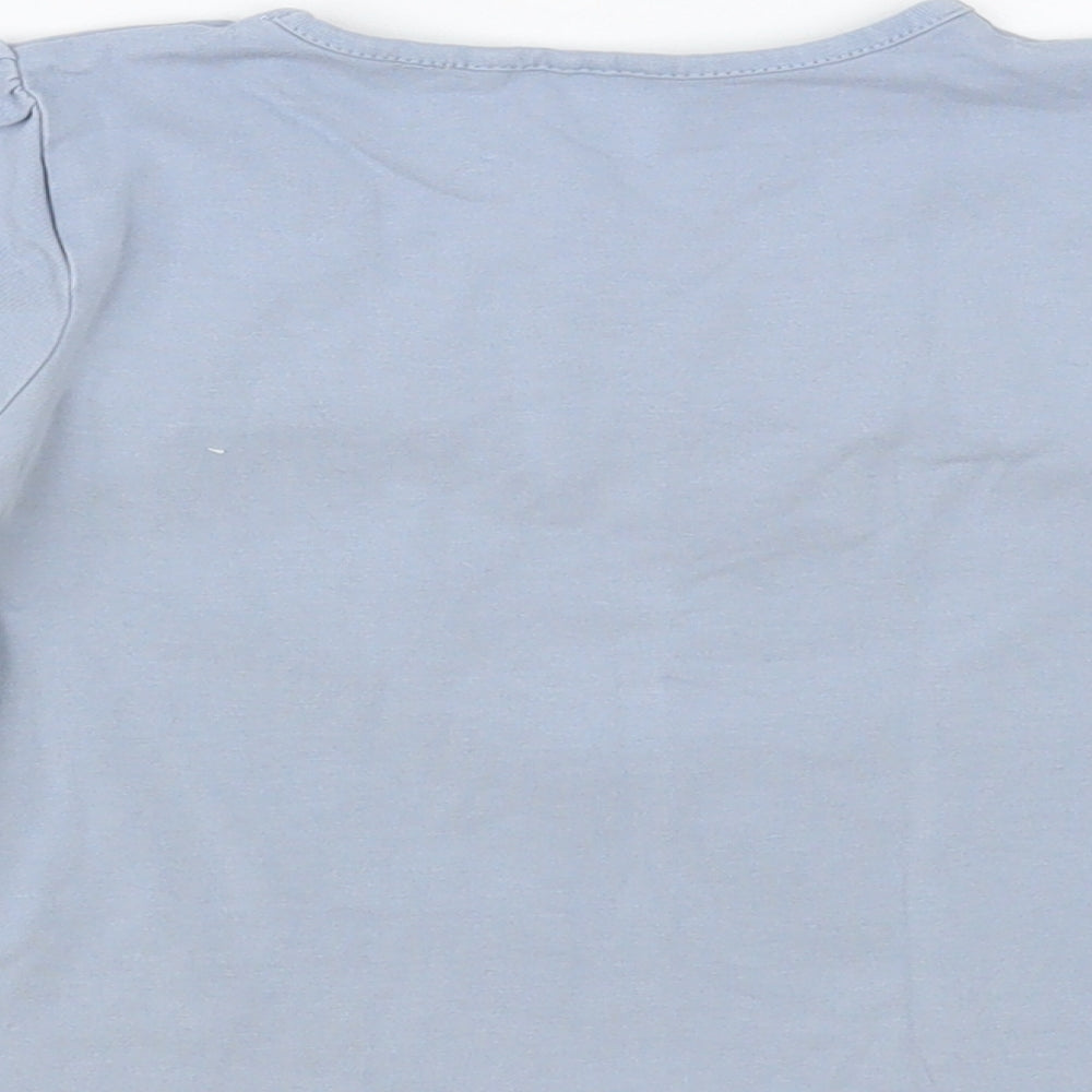 NEXT Baby Blue Cotton Pullover T-Shirt Size 12-18 Months Crew Neck Pullover - Cute Cat