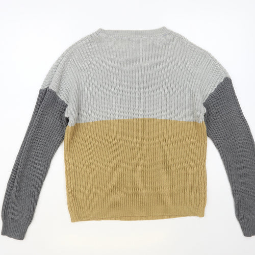 PEP & Co Womens Grey Round Neck Acrylic Pullover Jumper Size L