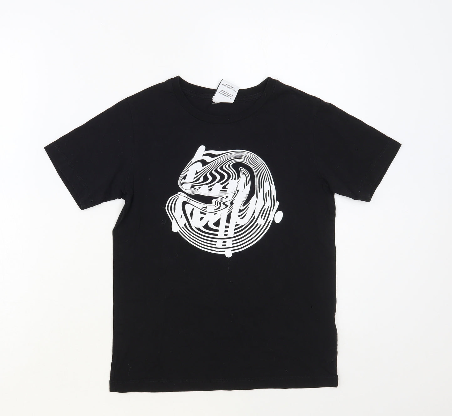 Hype Boys Black Cotton Pullover T-Shirt Size 11-12 Years Crew Neck Pullover
