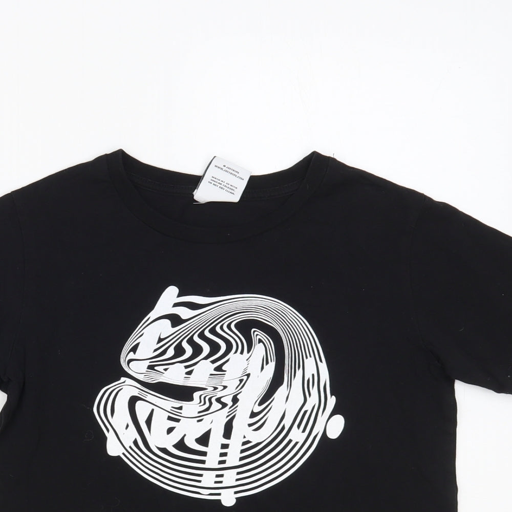 Hype Boys Black Cotton Pullover T-Shirt Size 11-12 Years Crew Neck Pullover