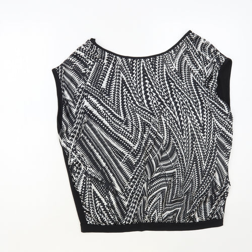 Shop 1 One Womens Black Geometric Polyester Basic Blouse Size L Boat Neck