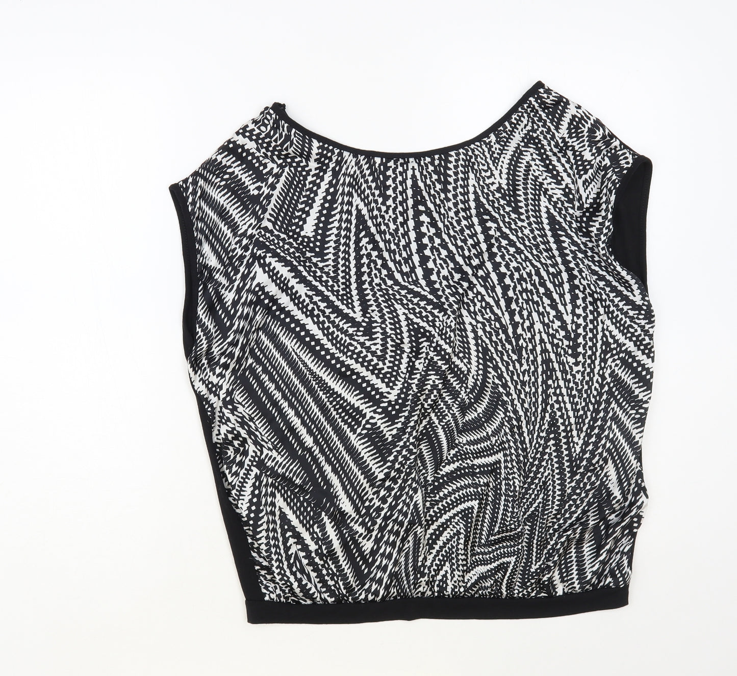 Shop 1 One Womens Black Geometric Polyester Basic Blouse Size L Boat Neck