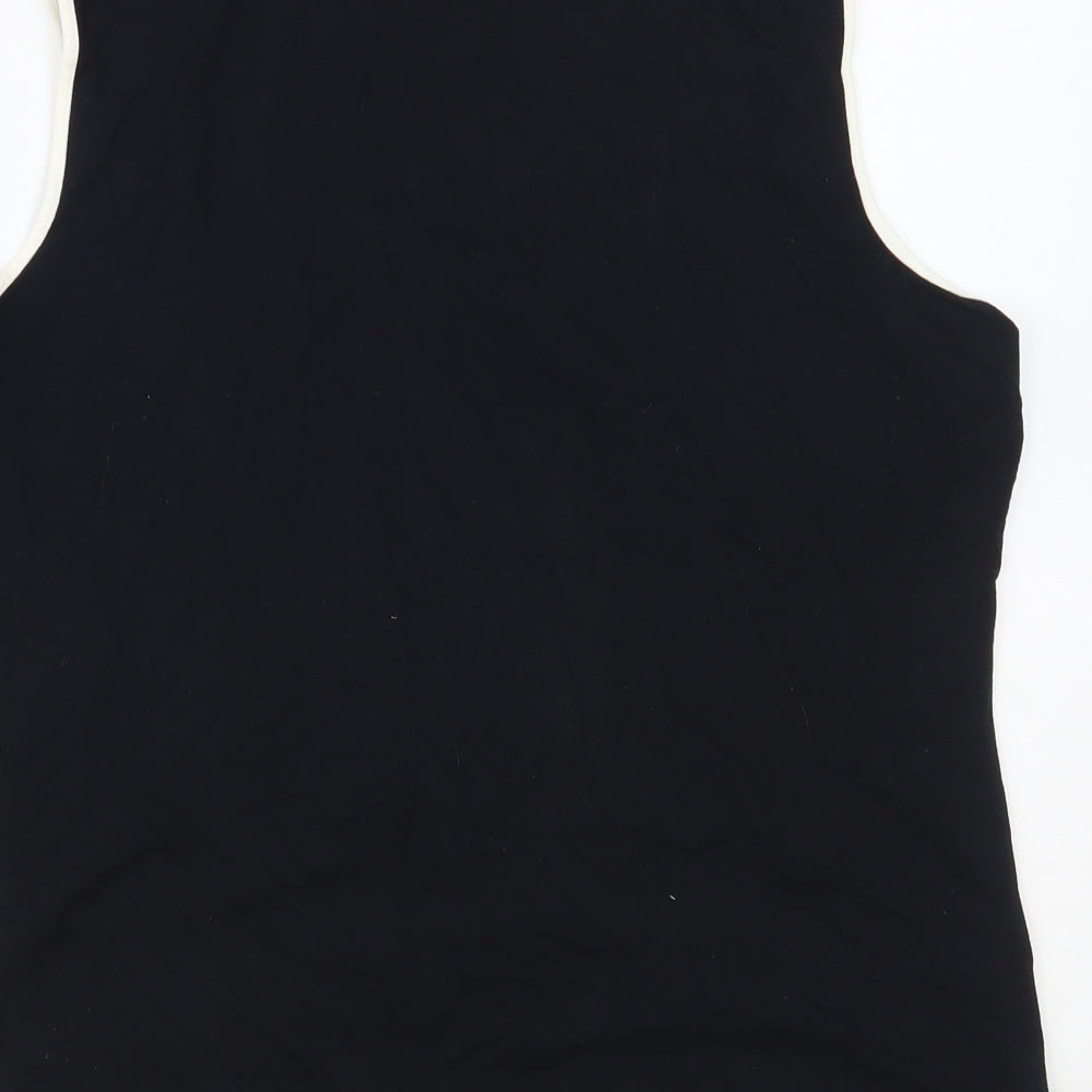 Marks and Spencer Womens Black Striped Viscose Basic Blouse Size 18 Square Neck