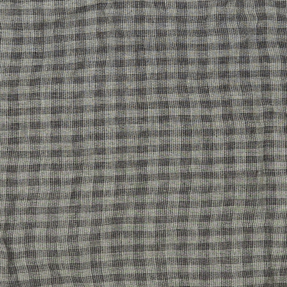 Clemente Womens Grey Check Linen Basic Button-Up Size L Round Neck