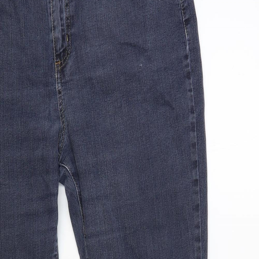 Per Una Womens Blue Cotton Straight Jeans Size 16 L28 in Regular Button