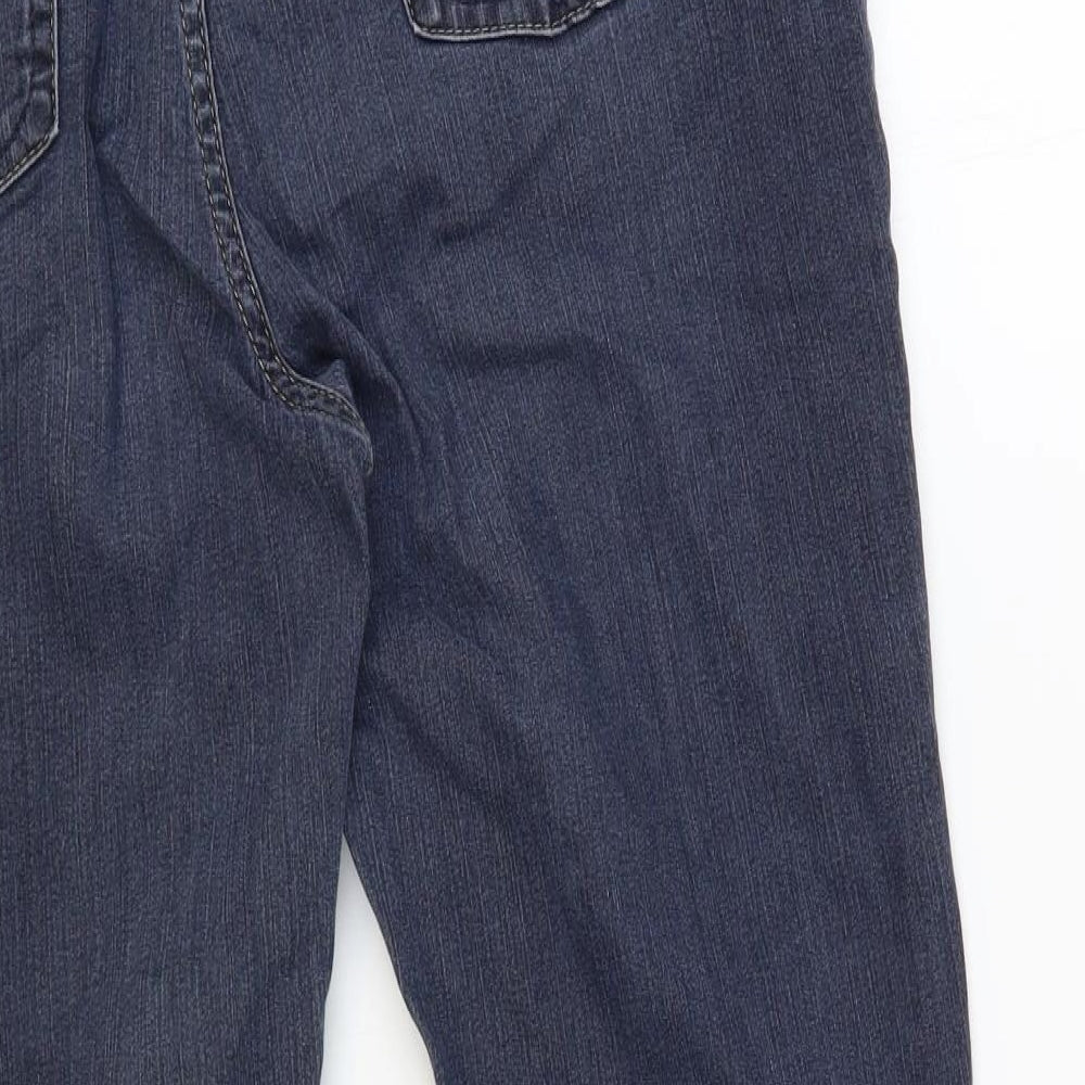 Per Una Womens Blue Cotton Straight Jeans Size 16 L28 in Regular Button